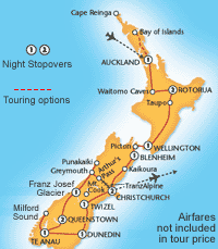 New Zealand Highlights Itinerary Map