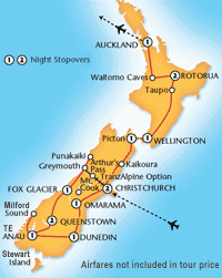 14 Day NZ Experience Itinerary Map