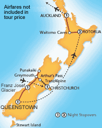 Taste Of New Zealand Itinerary Map