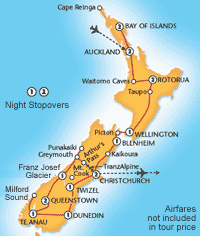 17 Day New Zealand Adventure Itinerary Map