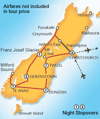 Southern Experience Itinerary Map